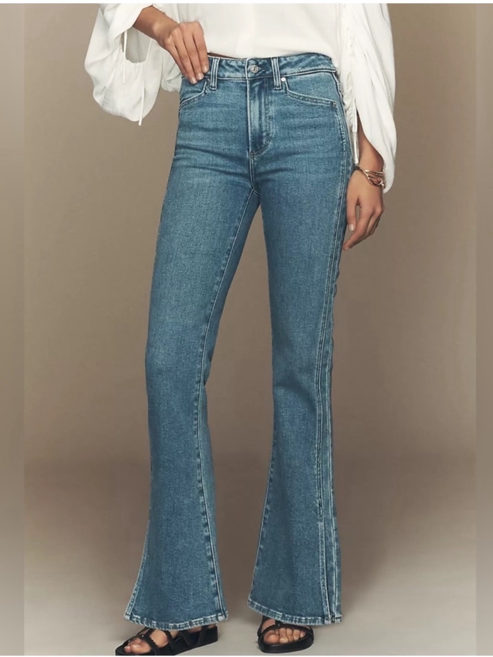$298 NWT Paige Laurel Canyon bootcut Jeans W/ Vent in Fontessa - Picture 2 of 9